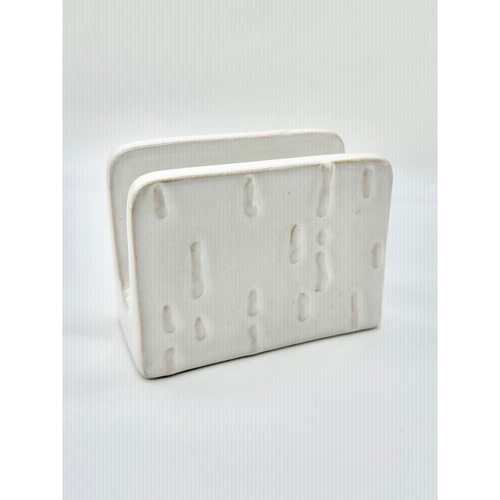 B Harbor White Farmhouse Style Stoneware Kitchen Napkin Holder